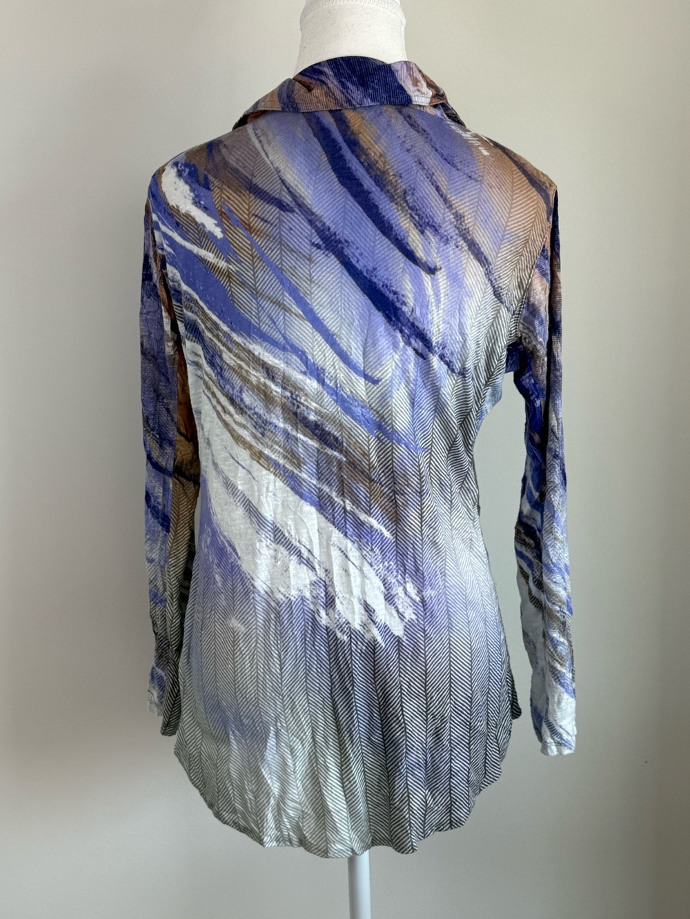 David Cline Abstract Purple Brown Button Front Shirt Women’s Large - Picture 4 of 6